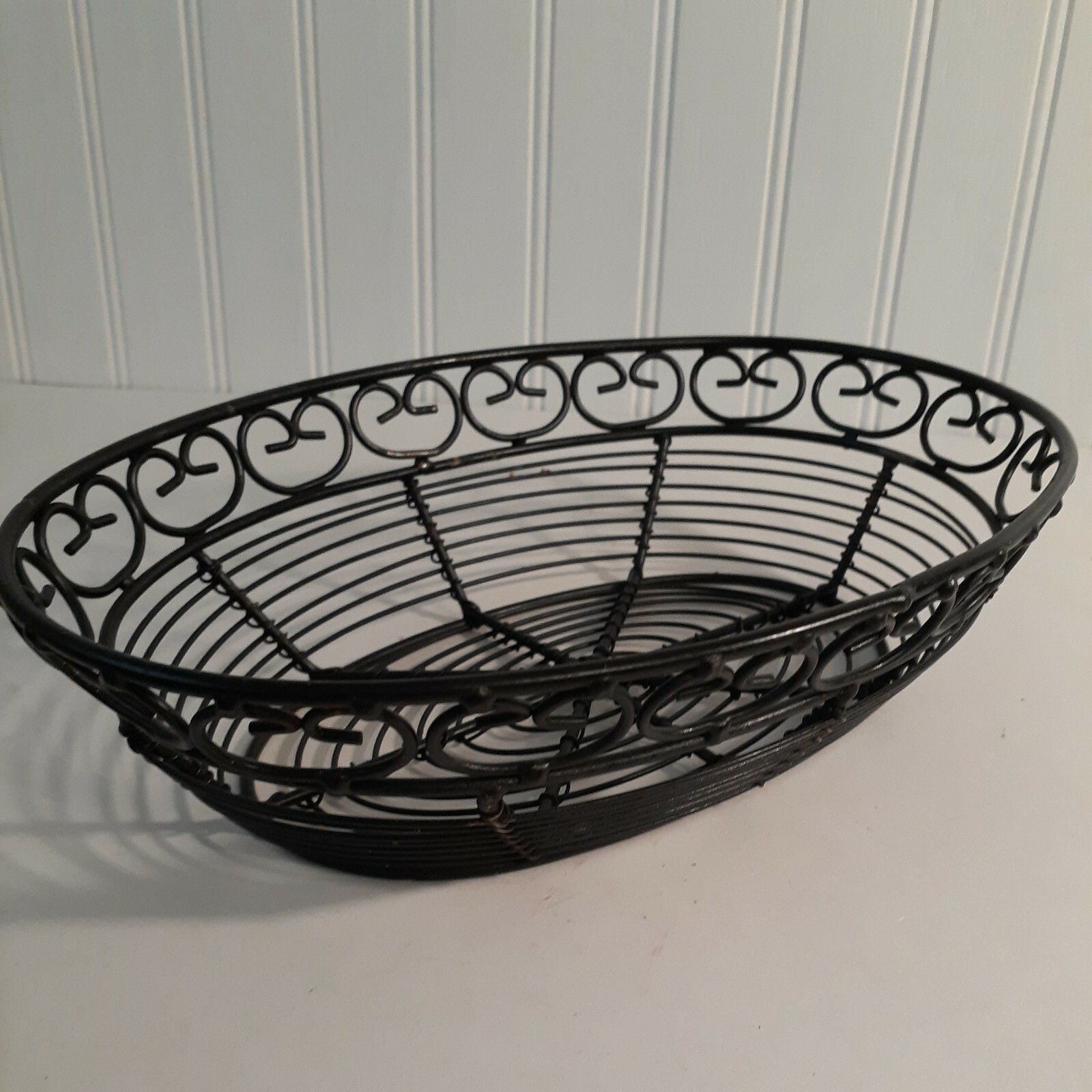 Restaurant Black Metal Bread Basket Approximately 6x9x2.5 In. Priced Per Basket