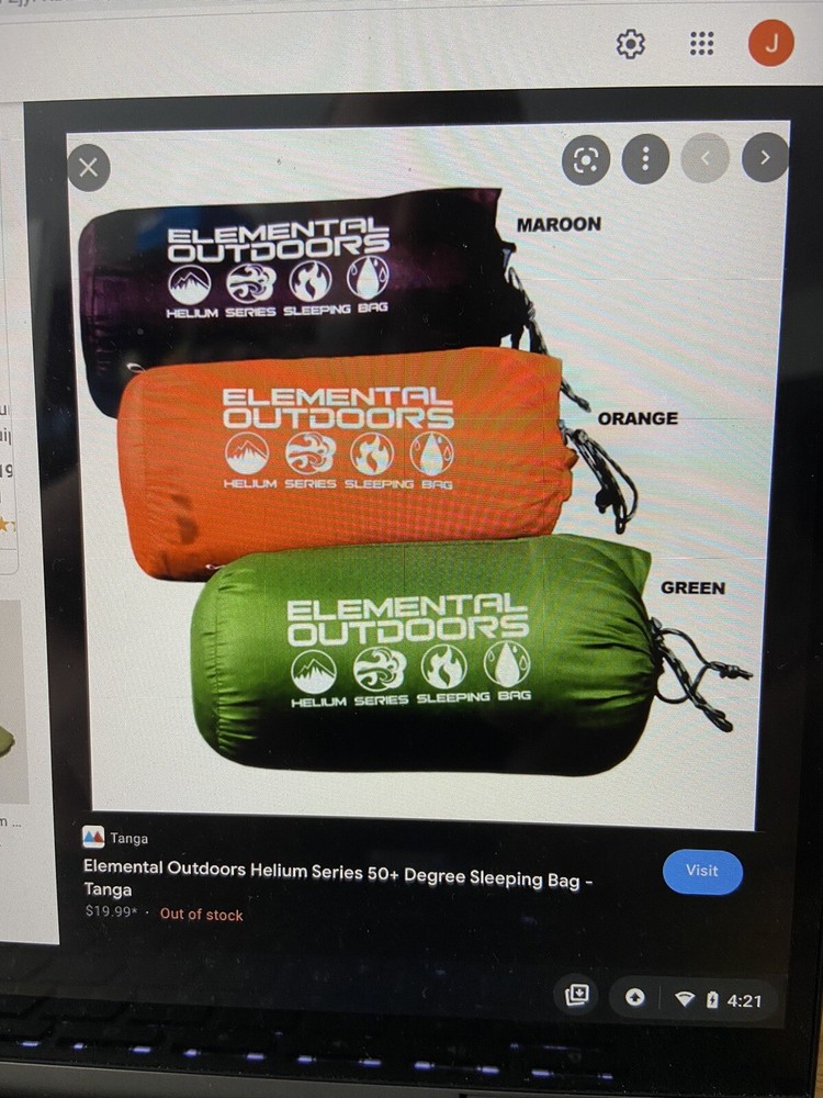 Elemental Outdoors Helium series sleeping bag