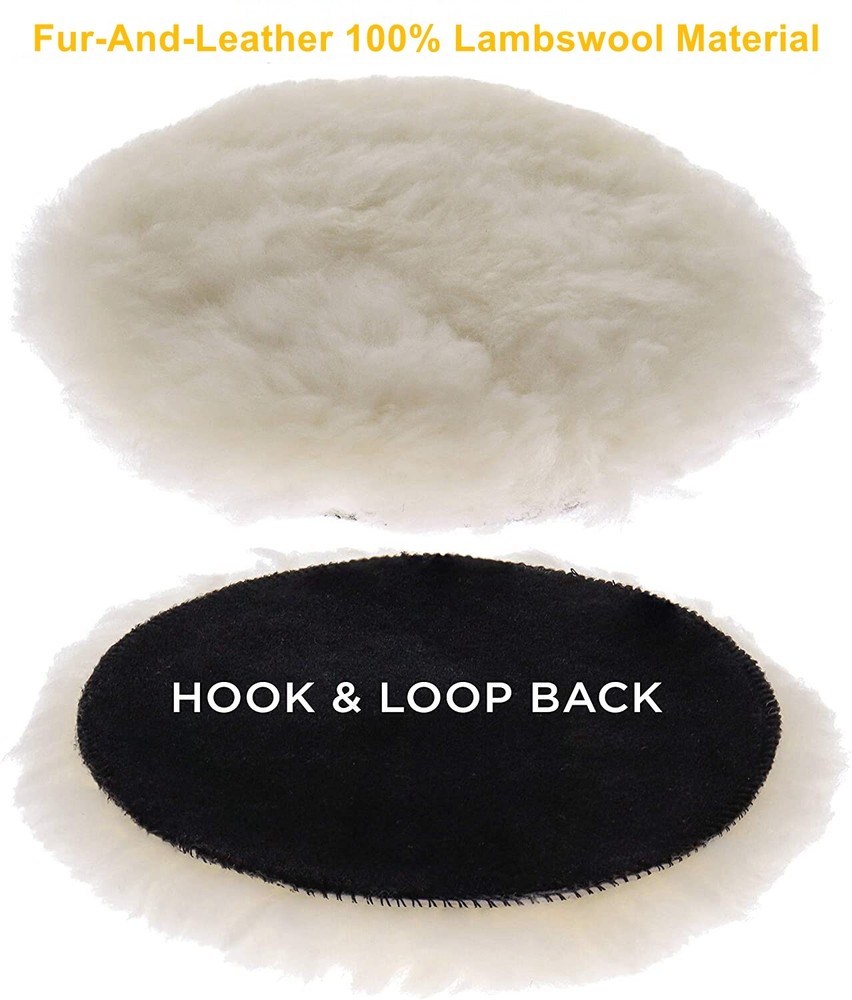 7 inch Lambswool Polishing Waxing Buffing Pads Hook Loop Auto Wool Buffer Wheels