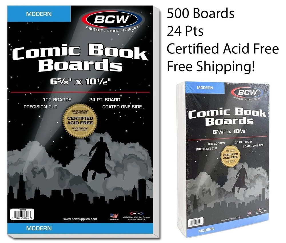 500 BCW Comic Book Backing Boards Modern Current Size Archival Safe Storage New