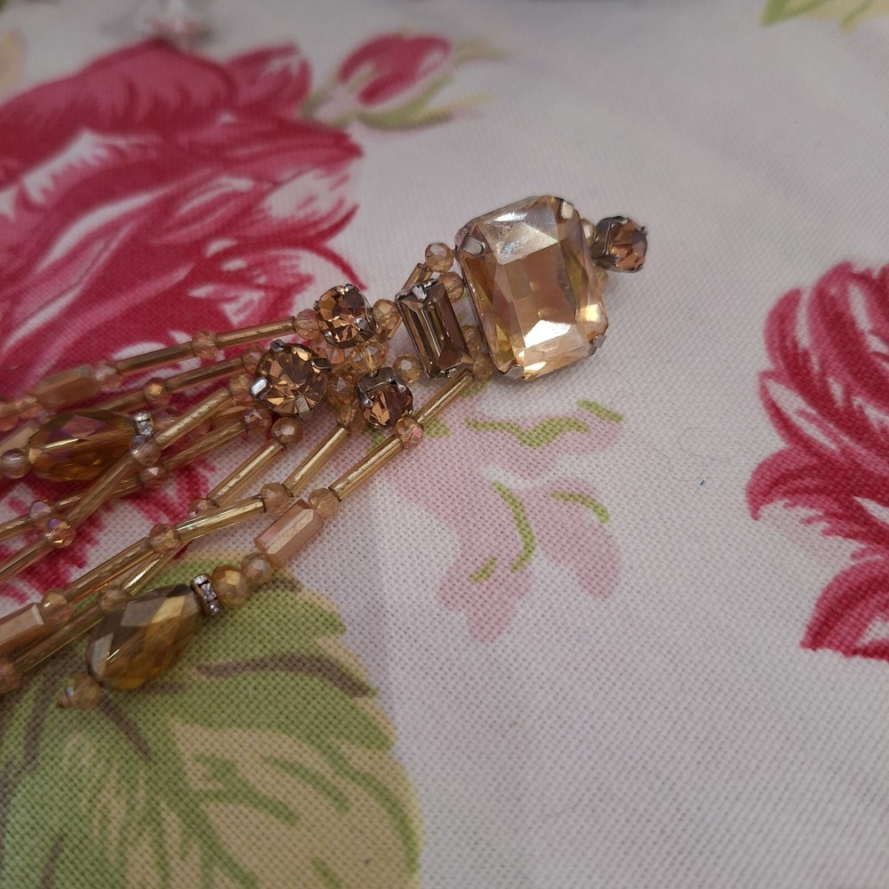 Fabulous statement crystal drop Earrings & complementary Bracelet, bronze tones