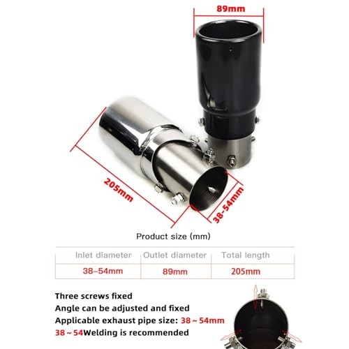Exhaust Tips,Stainless Steel Angle Adjustable Muffler Angle Adjustable / Black