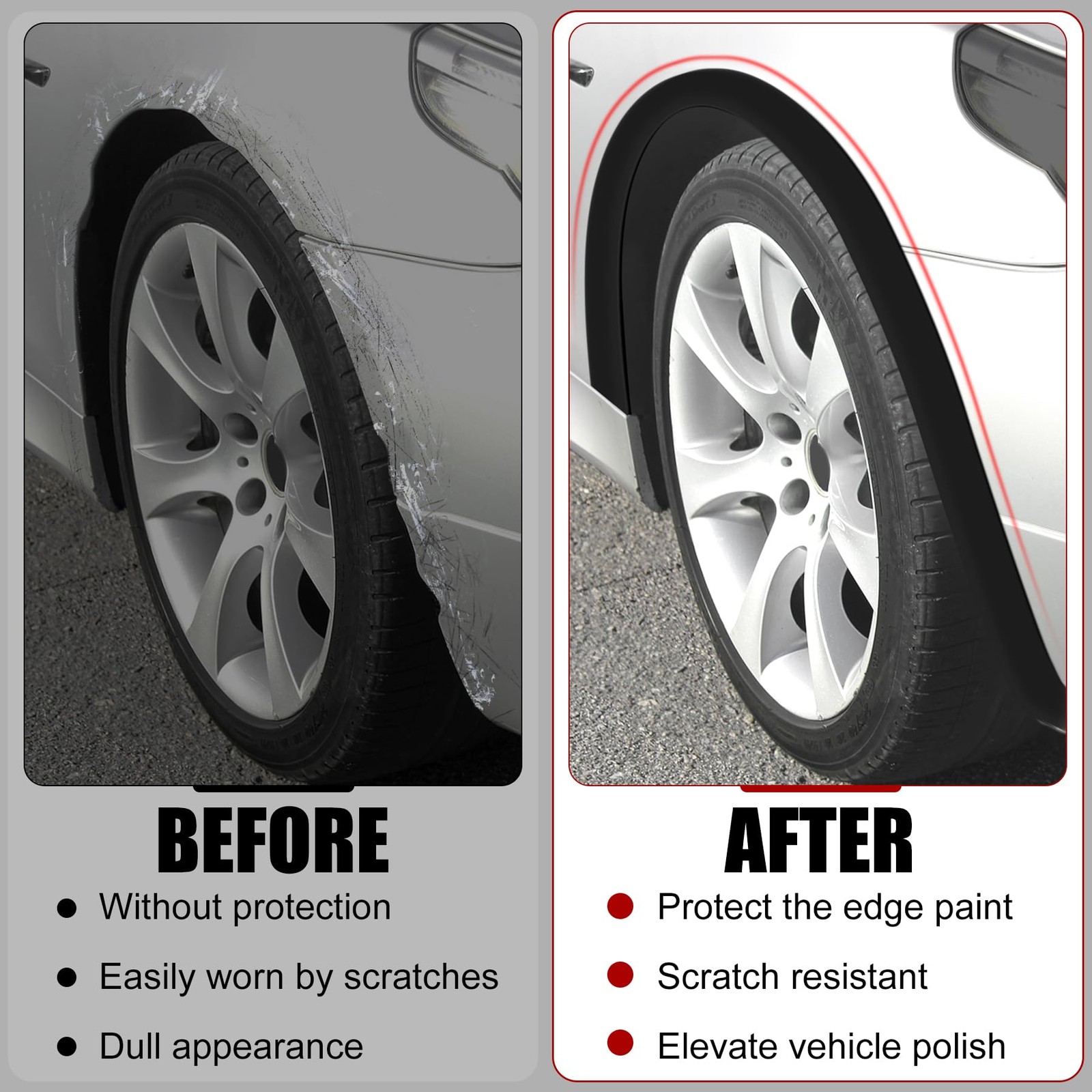 20FT Car Wheel Arch Trim Rubber Fender Flares Protector for SUVs & Trucks