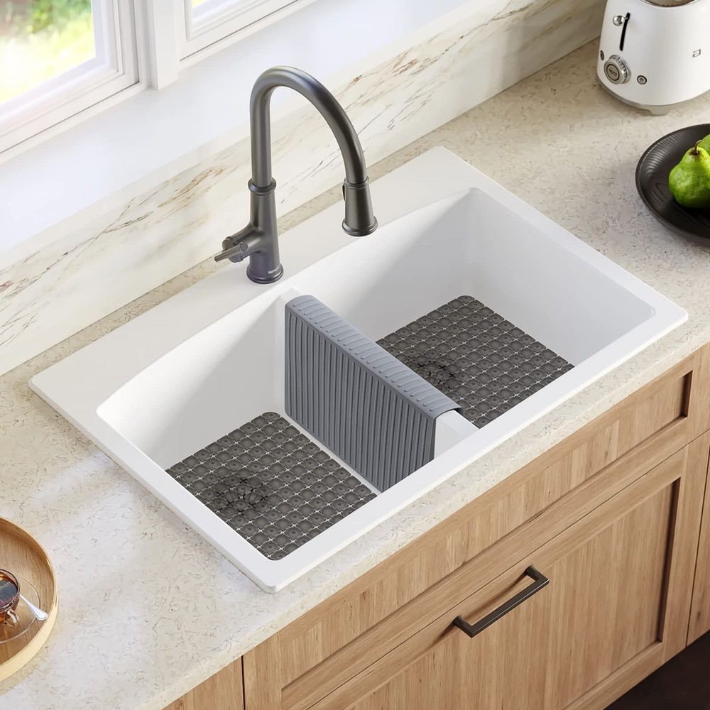 Silicone Sink Mat Divider Grey Kitchen Protector Non Slip Large Size