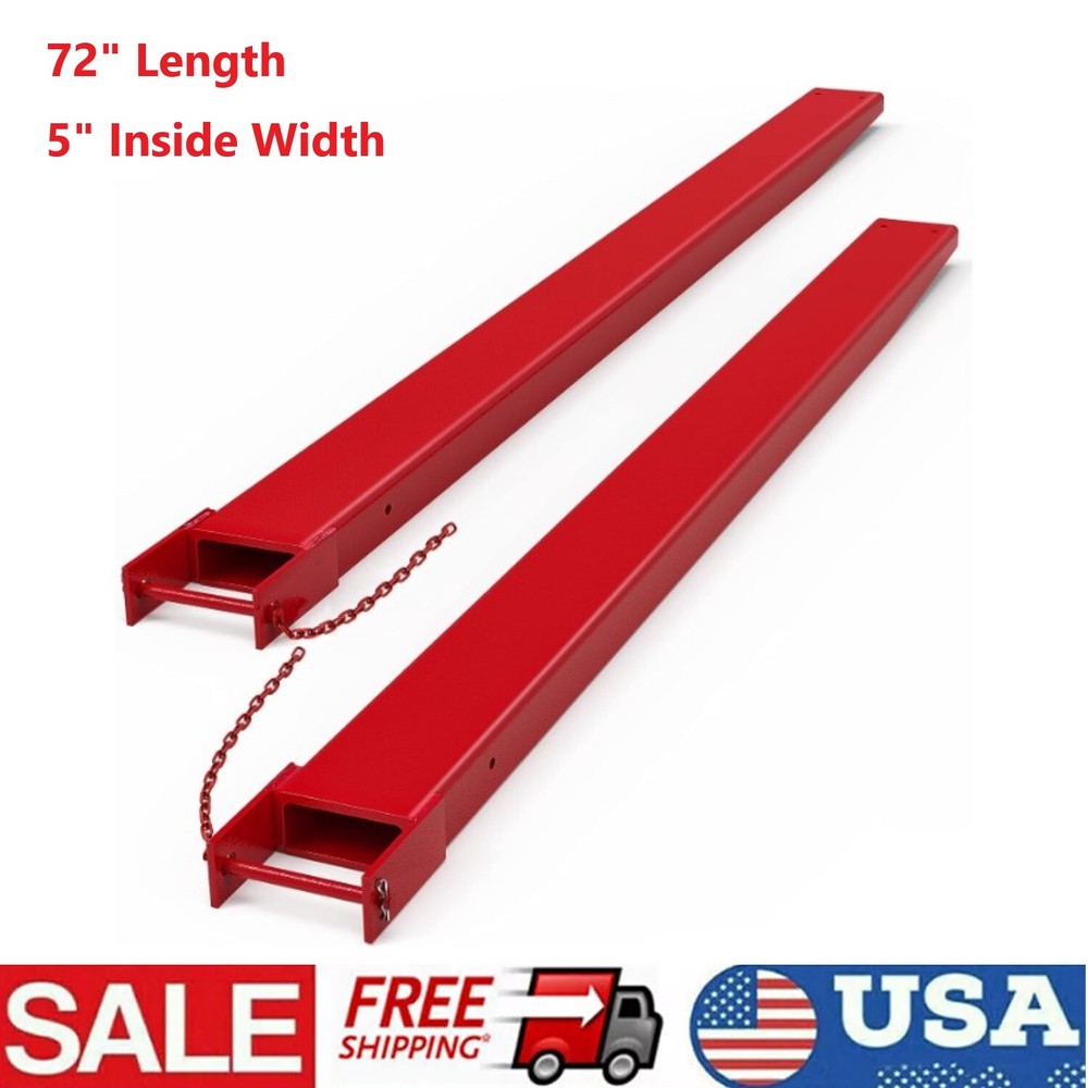 1 Pair Forklift Pallet Extensions 72"×5" Fork Extensions 5500LBS Capacity