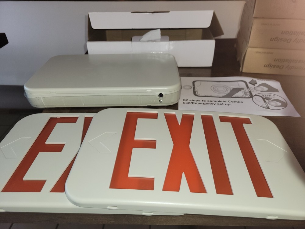 Emergency Lighting Fixture Exit Sign Double Sided Open Box