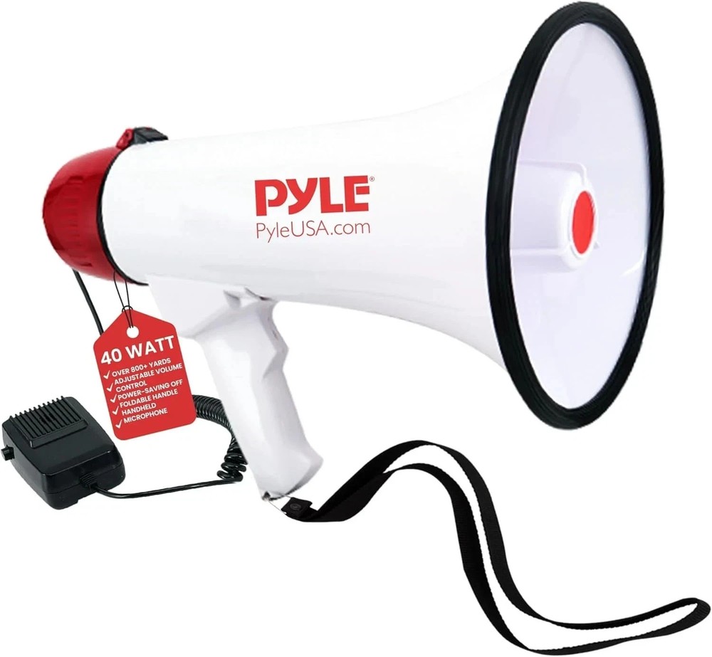 40 Watt Professional Megaphone Clear Sound & Ergonomic Grip - Multi-Function Wi