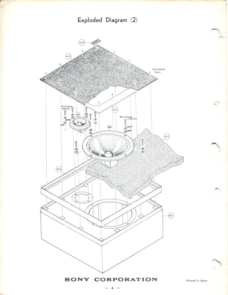 Sony Model SS-103 2- Way Speaker System Service Manual