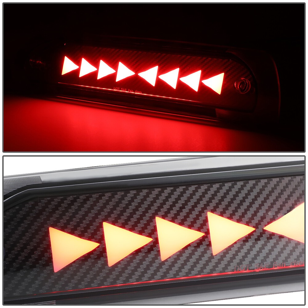 FOR 2002-2009 DODGE RAM SEQUENTIAL TRIANGLE LED CARBON FIBER THIRD BRAKE LIGHT