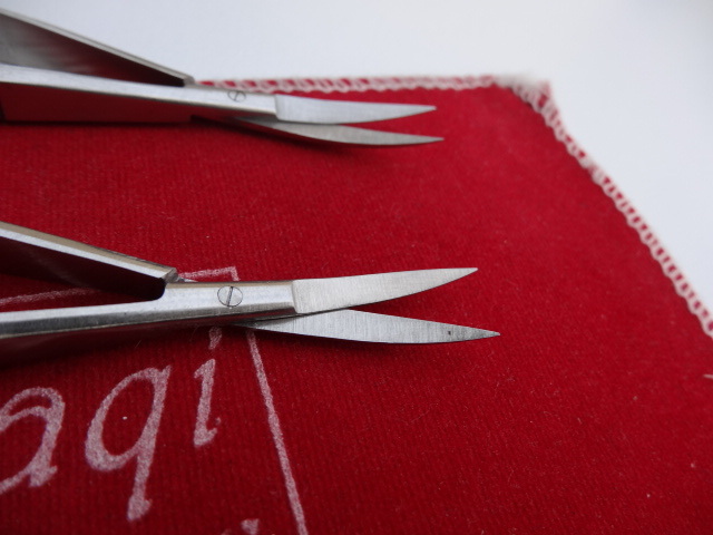 2 x CURVED SPRING ACTION Embroidery Machine Scissors_SQUEEZER+ Pointed Tweezers
