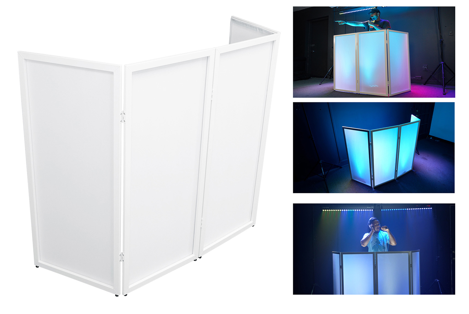 Rockville RFSSW White DJ Event Facade 80" x 44" Steel Frame Booth+Bag+Scrim