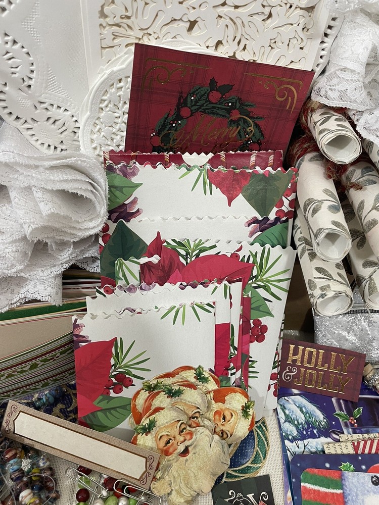 Junk Journal Starter Kit Christmas Crafting Bundle 100+ Piece Ephemera Holiday