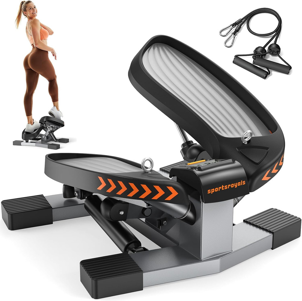 Mini Stepper Compact Size 18" Stable Home Exercise Machine with Bands