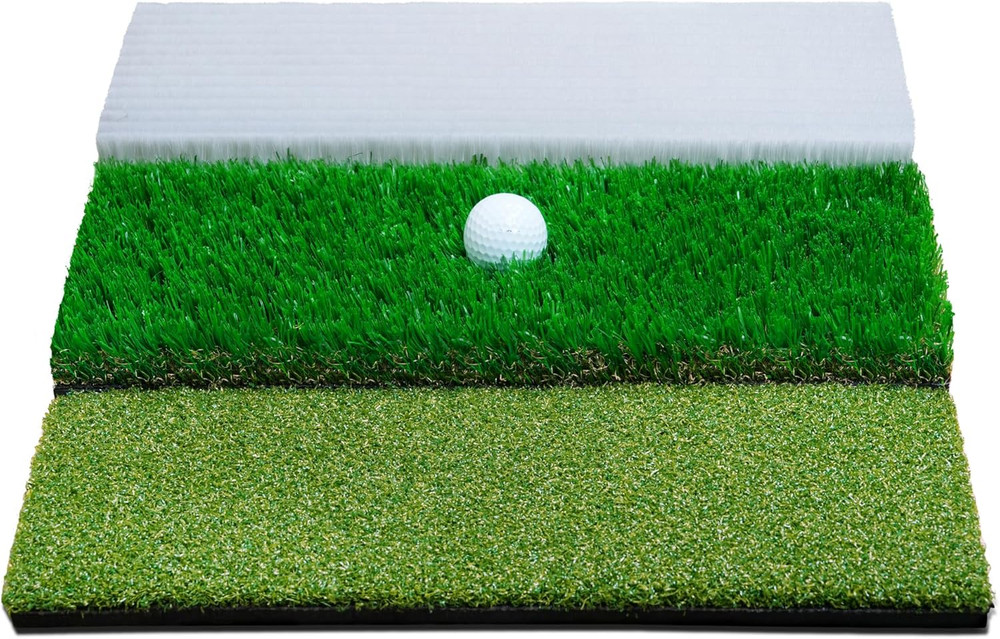 Golf Hitting Mat System Includes Bunker, Fairway and Rough Replaceable Mat, Comp