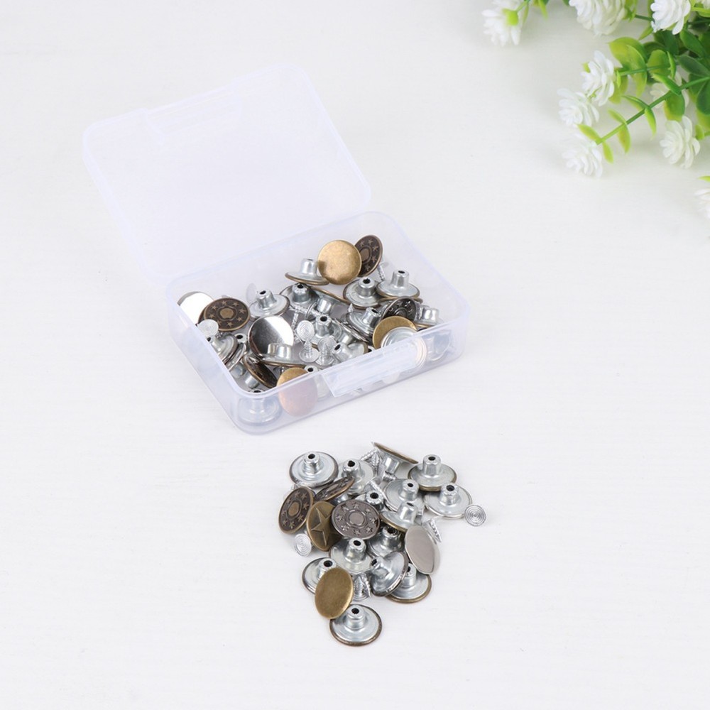 30 Sets Jeans Buttons Pants Snap Replacement Denims Repair Kit for