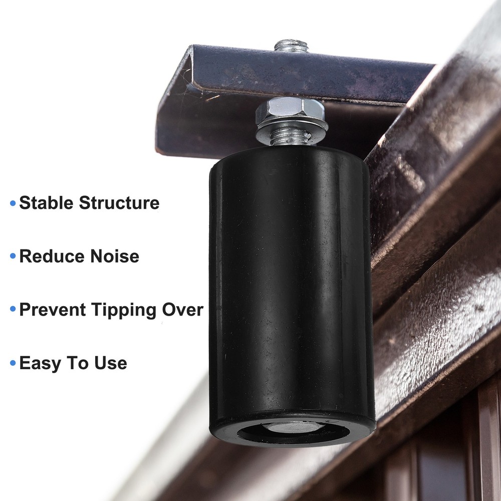 4Pcs Slide Gate Guide Roller, 4" Nylon Sliding Gate Support Assembly, Black