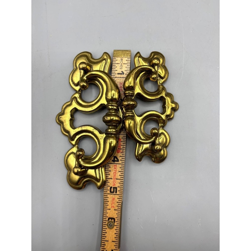 Vtg Brass Gold Tone Drawer Pulls Knobs 24 Pc Dresser Hardware Replacement