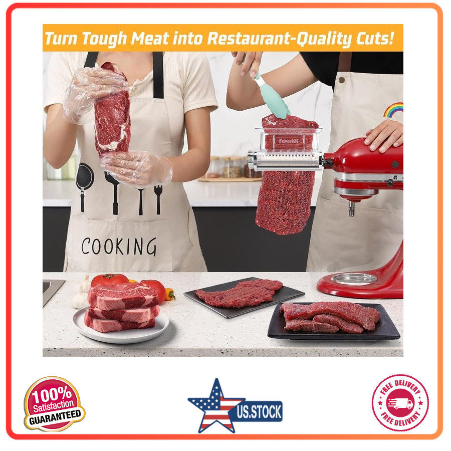 FavorKit Adjustable 3‑Thickness Meat Tenderizer Attachment – For KitchenAid Stan