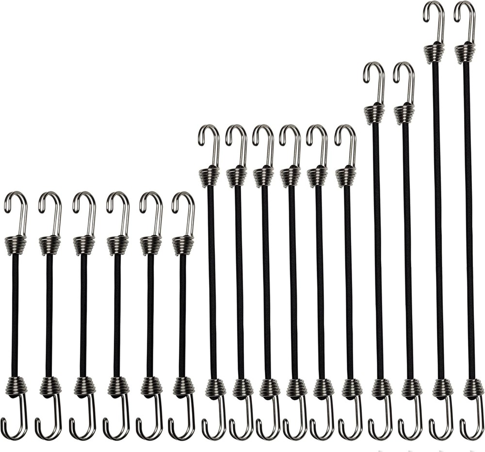 Mini bungee cords set 16 pack assorted sizes for outdoor use
