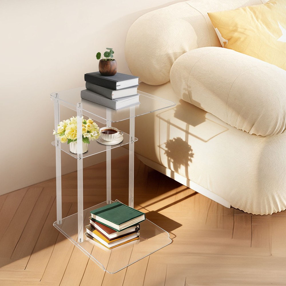 Clear Acrylic Side Table, Entryway Table, C Shaped End Table Minimalist Style