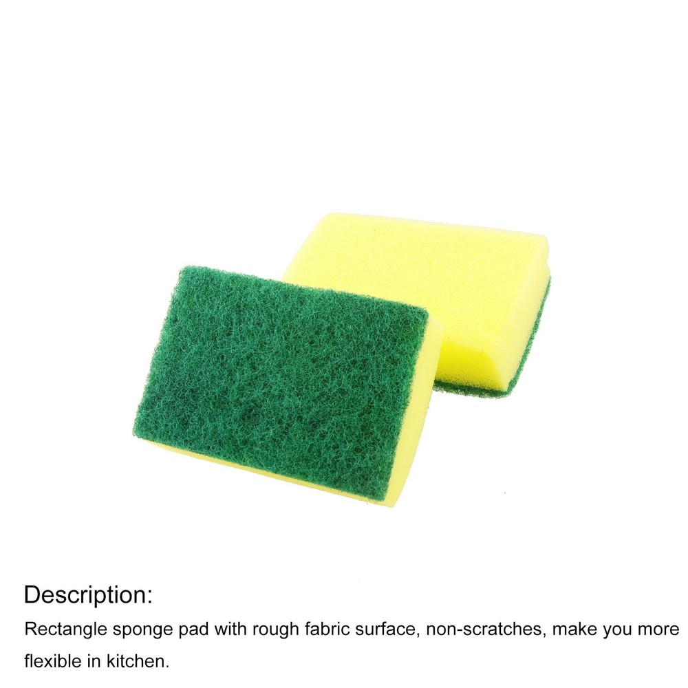 Green Yellow Rectangle Kitchen Dish Scouring Sponge Scrub Pad