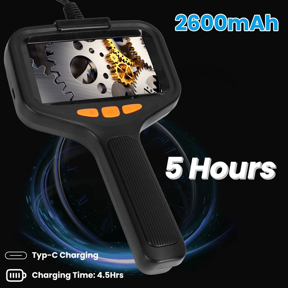 4.3" Articulating Borescope Waterproof Inspection Camera 16.4ft Cable w/ Light