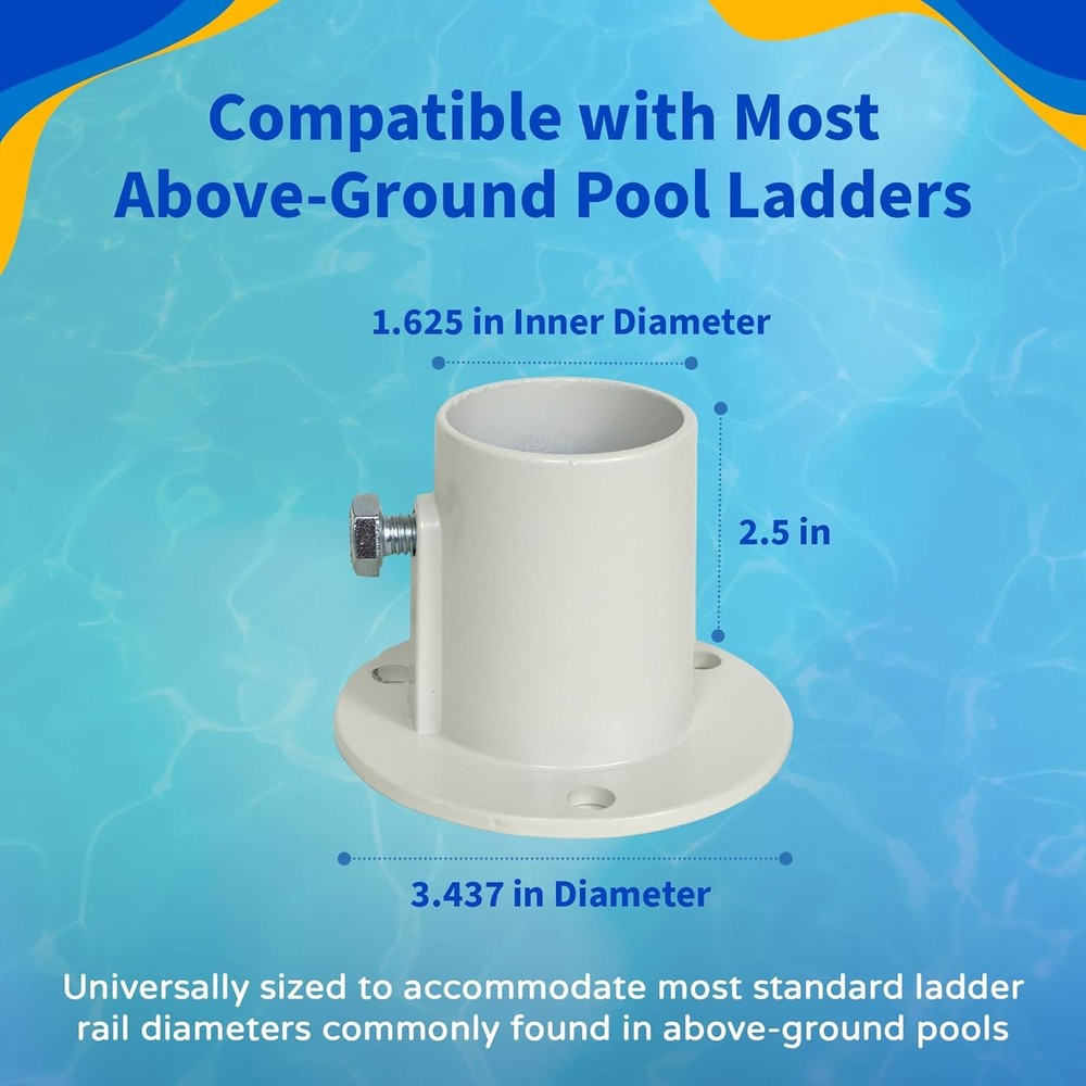 Aluminum Deck Flanges Compatible Above Ground Pool Ladder Pair