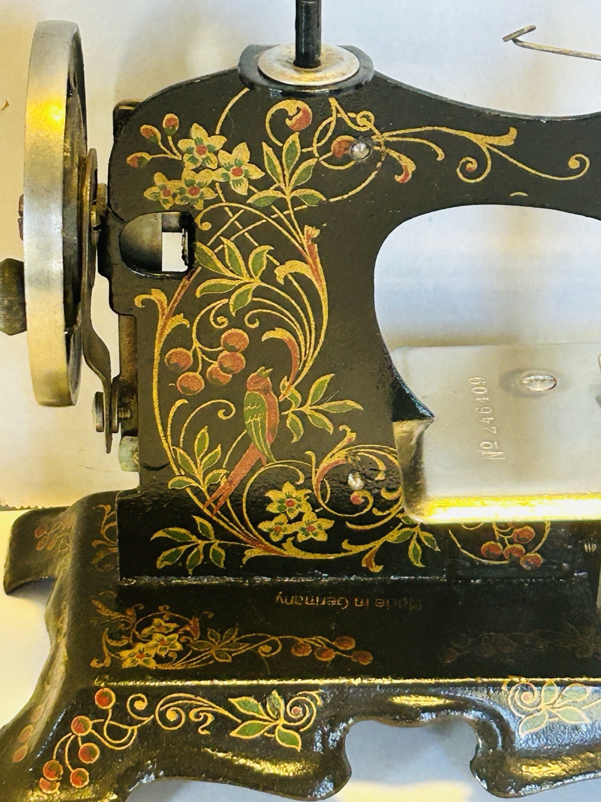 Antique Muller Toy Sewing Machine Hand Crank Stenciled 19th C. Germany