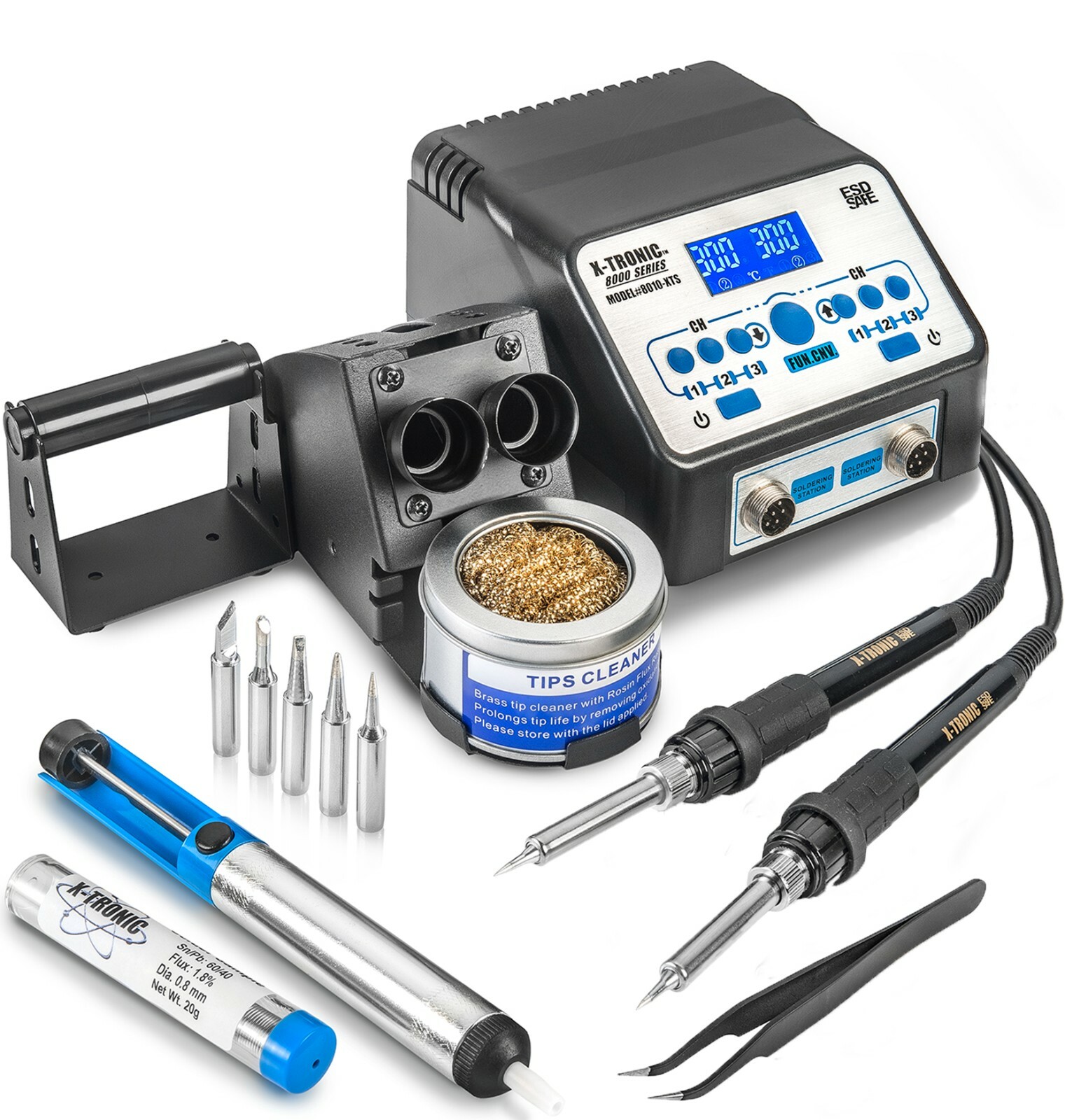X-Tronic 8010-XTS DUAL Antistatic Digital Soldering Iron Station Kit