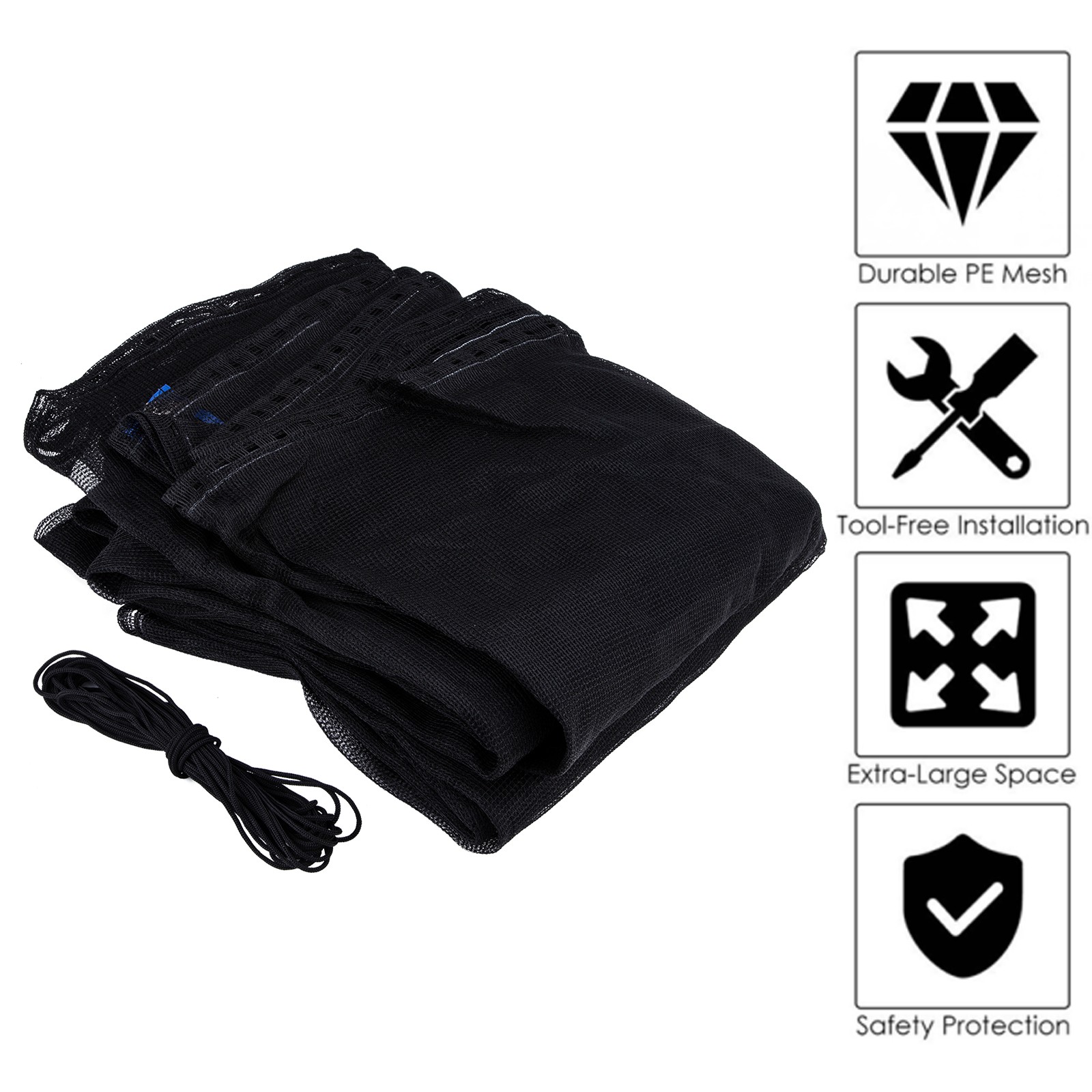 15ft Trampoline Safety Net Round Replacement Fit 6 Poles Enclosure Netting