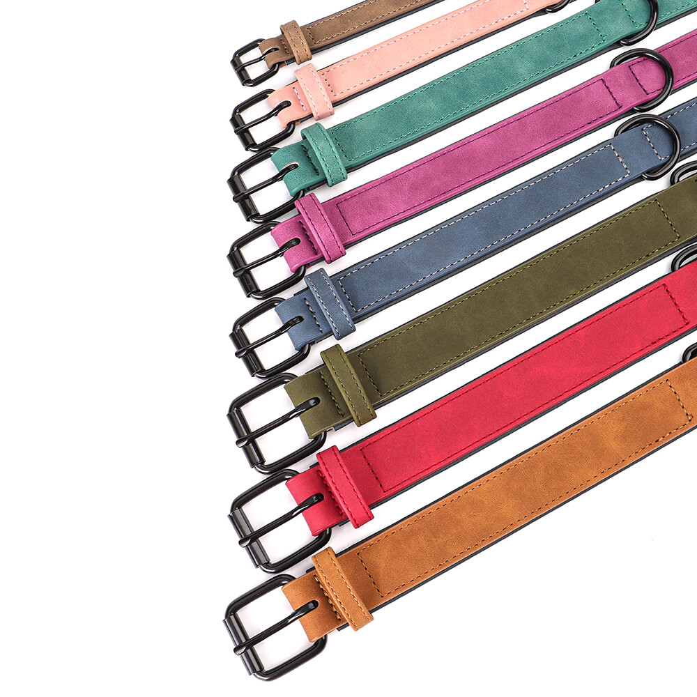 Leather Dog Collar Small Medium Large Soft Padded Adjustable for Pets Durable