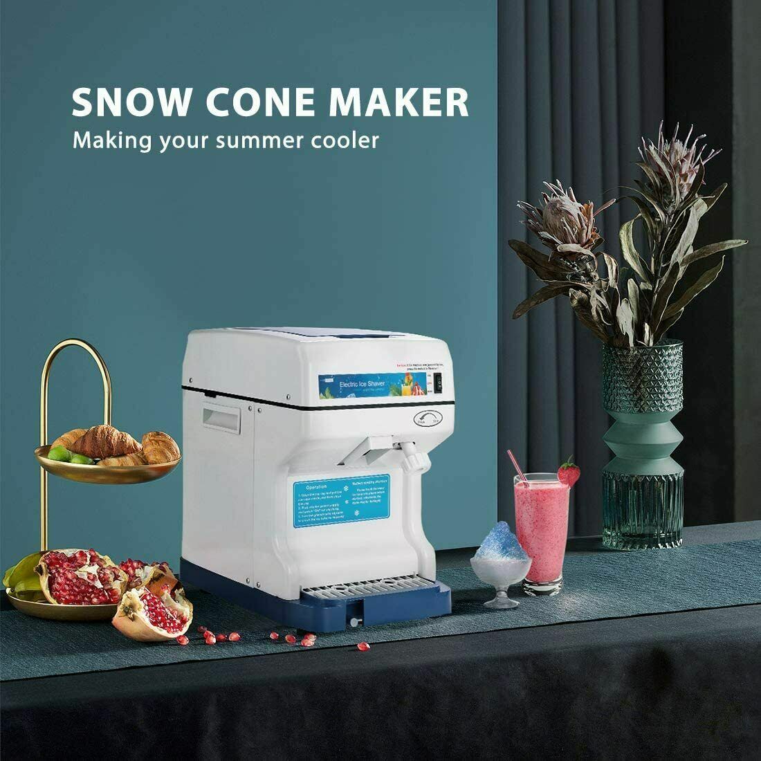 Electric Ice Crusher Shaver Shaving Snow Cone Maker Machine 265lbs/hr Commercia