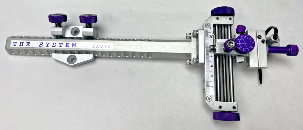 4" DAVIS  SIGHT- Double knob mount -8.5" Ext. -Silver/Purple knobs-(15% OFF)