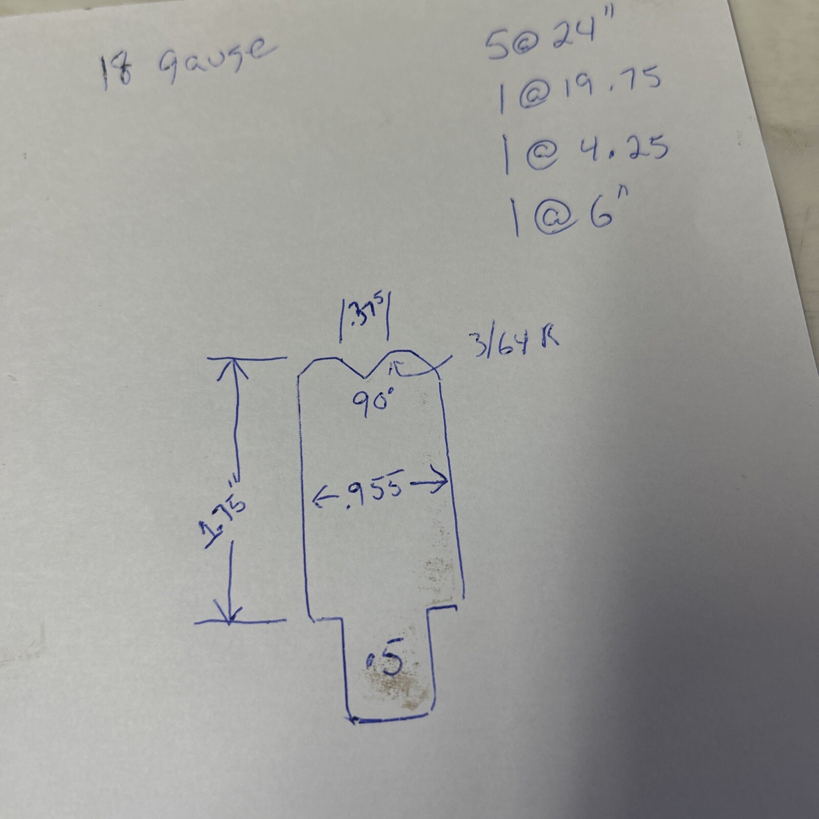 3/8” V Opening Bottom Die, 2’-12’ Long, 18 Gauge Bottom Die, .375”v, No.2-3/8”.