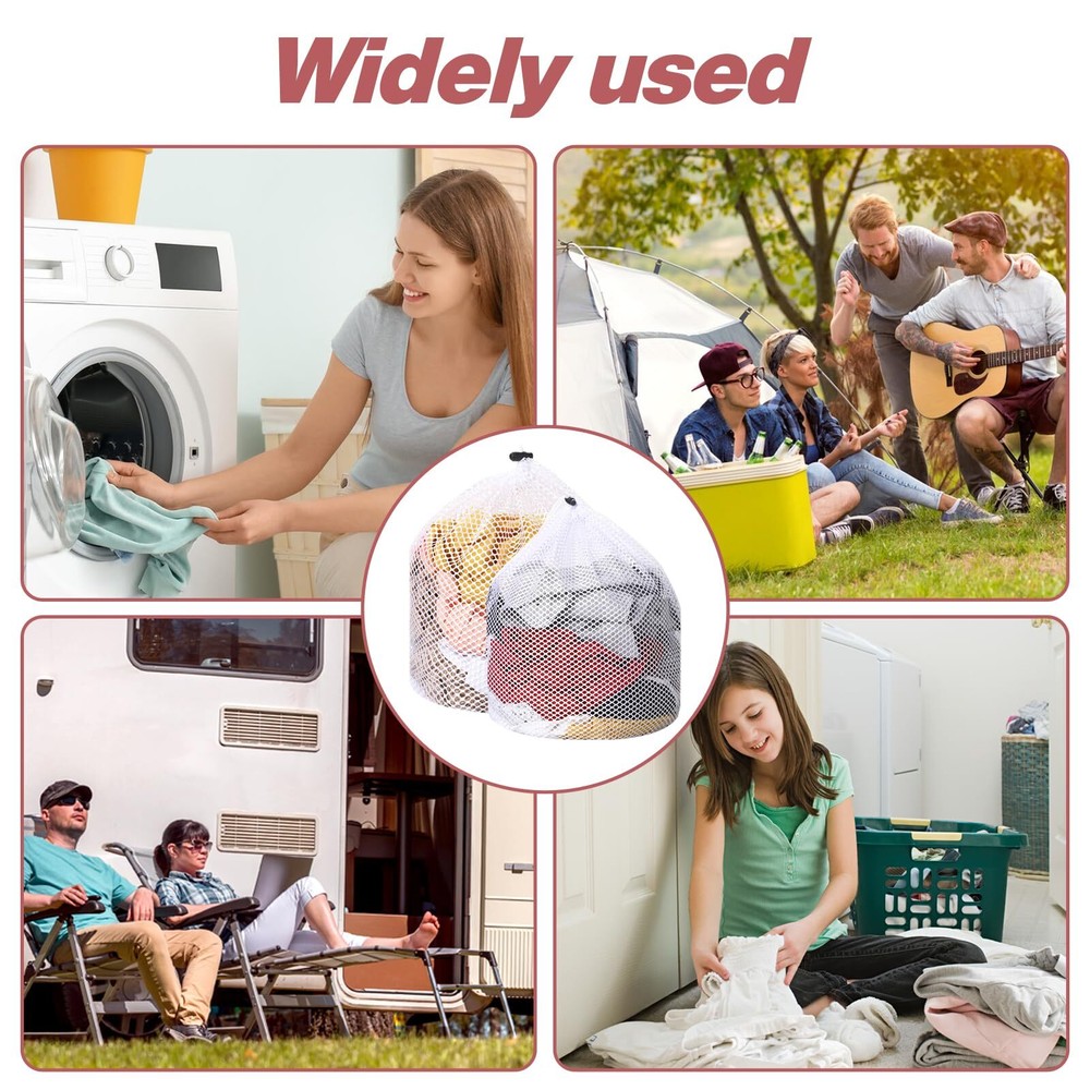 2 Pack Mesh Laundry Bags - Laundry Bag for Delicates with Drawstring White