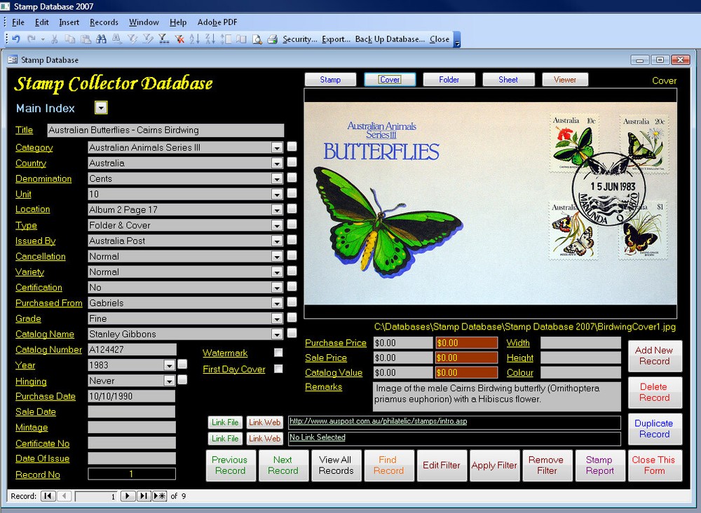 Stamp Collectors Image Database Software Pro Version suit Windows **HALF PRICE**
