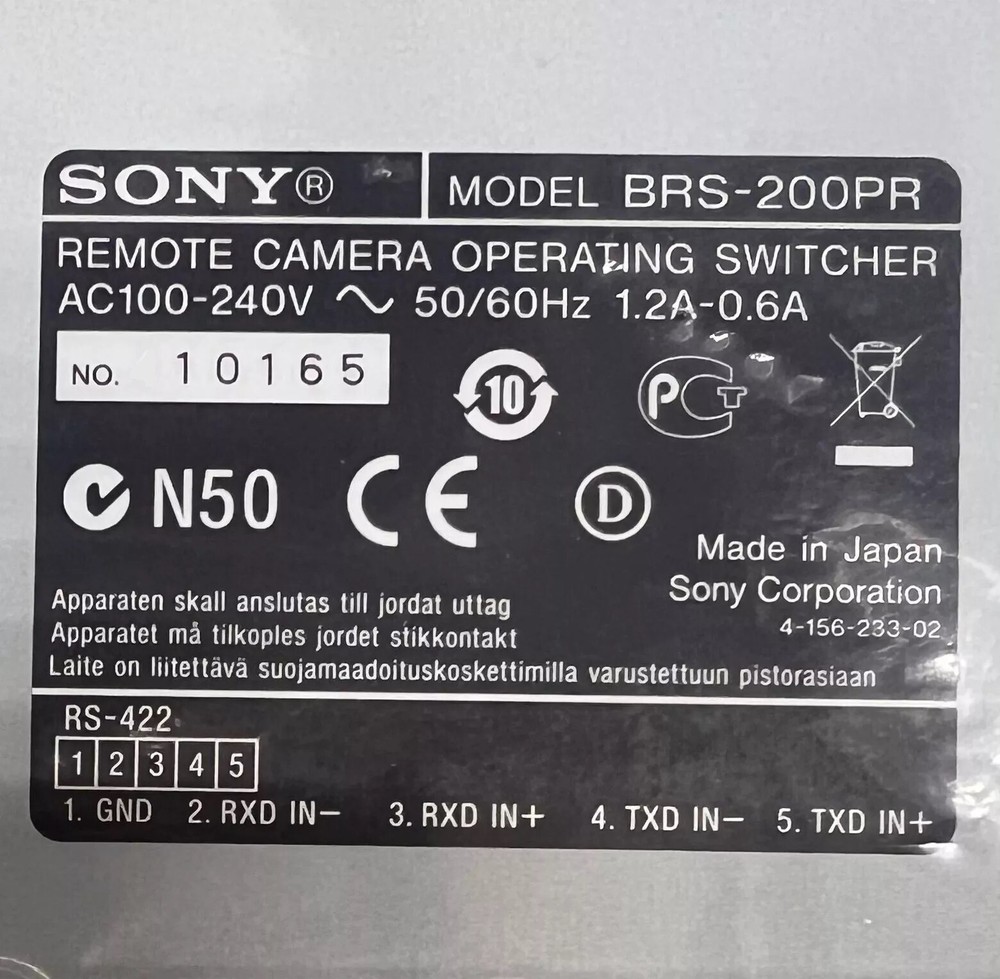 Sony BRS-200 Remote Camera Operating Switcher with Multi-Viewing Function