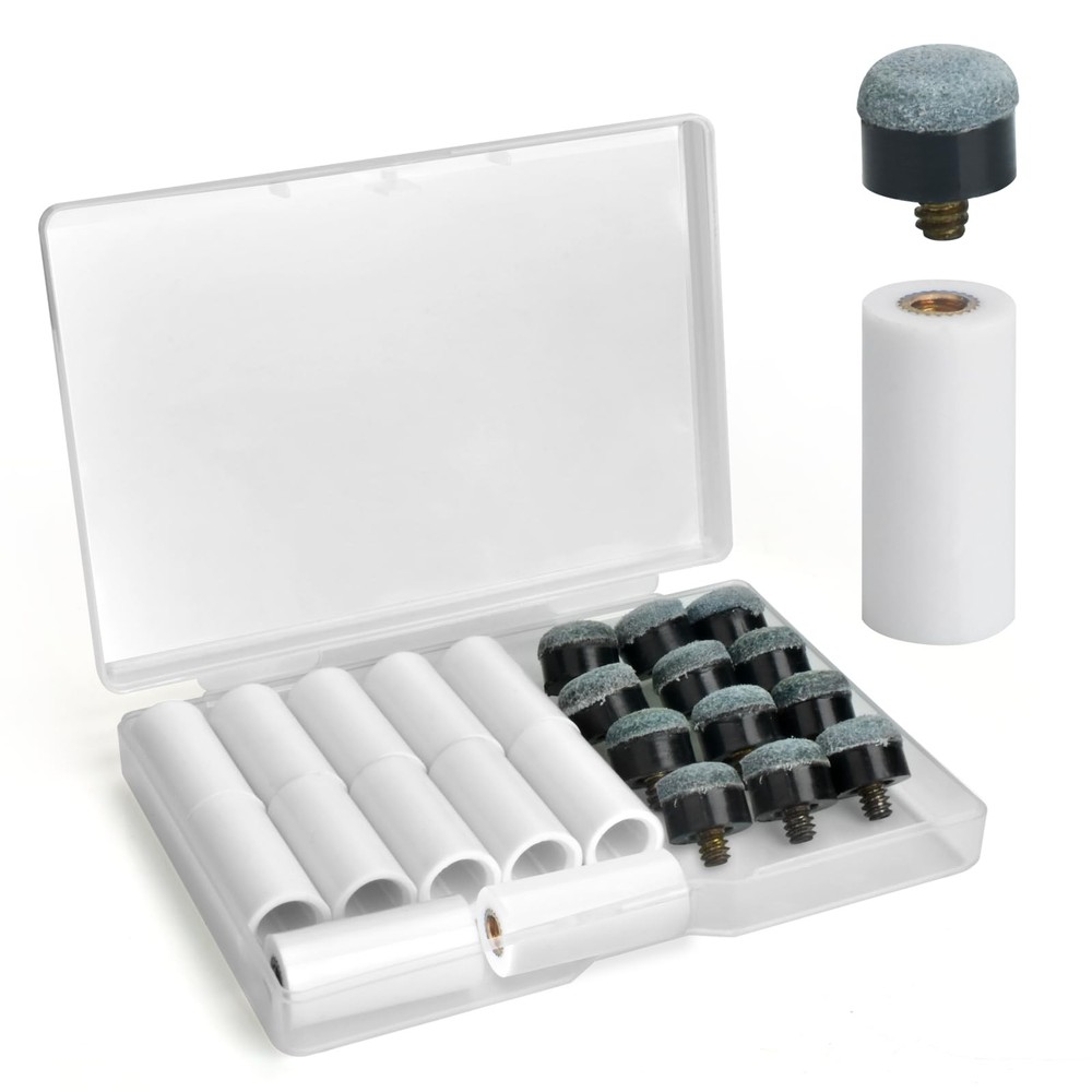 AccEncyc 12 Set Billiard Cues Tips Replacement Pool Cue with White