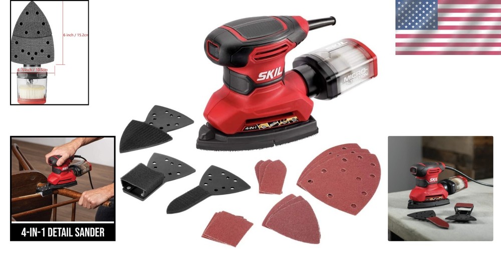 Corded Multi-Function Detail Sander - 1.2 Amp, Micro-Filter & 3 Attachments