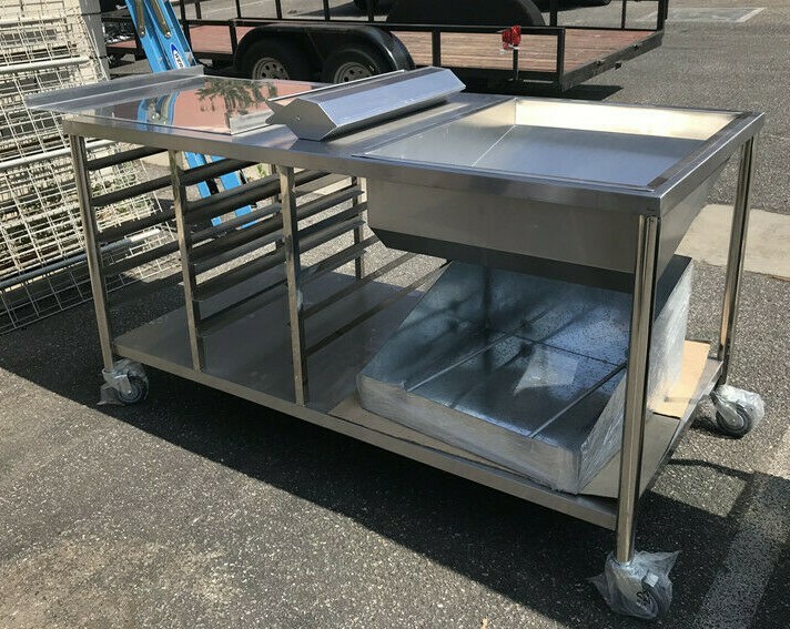 NEW 66" Donuts Table Working Station W/ Glazing Dipper Sugar Pan Bottom Basket