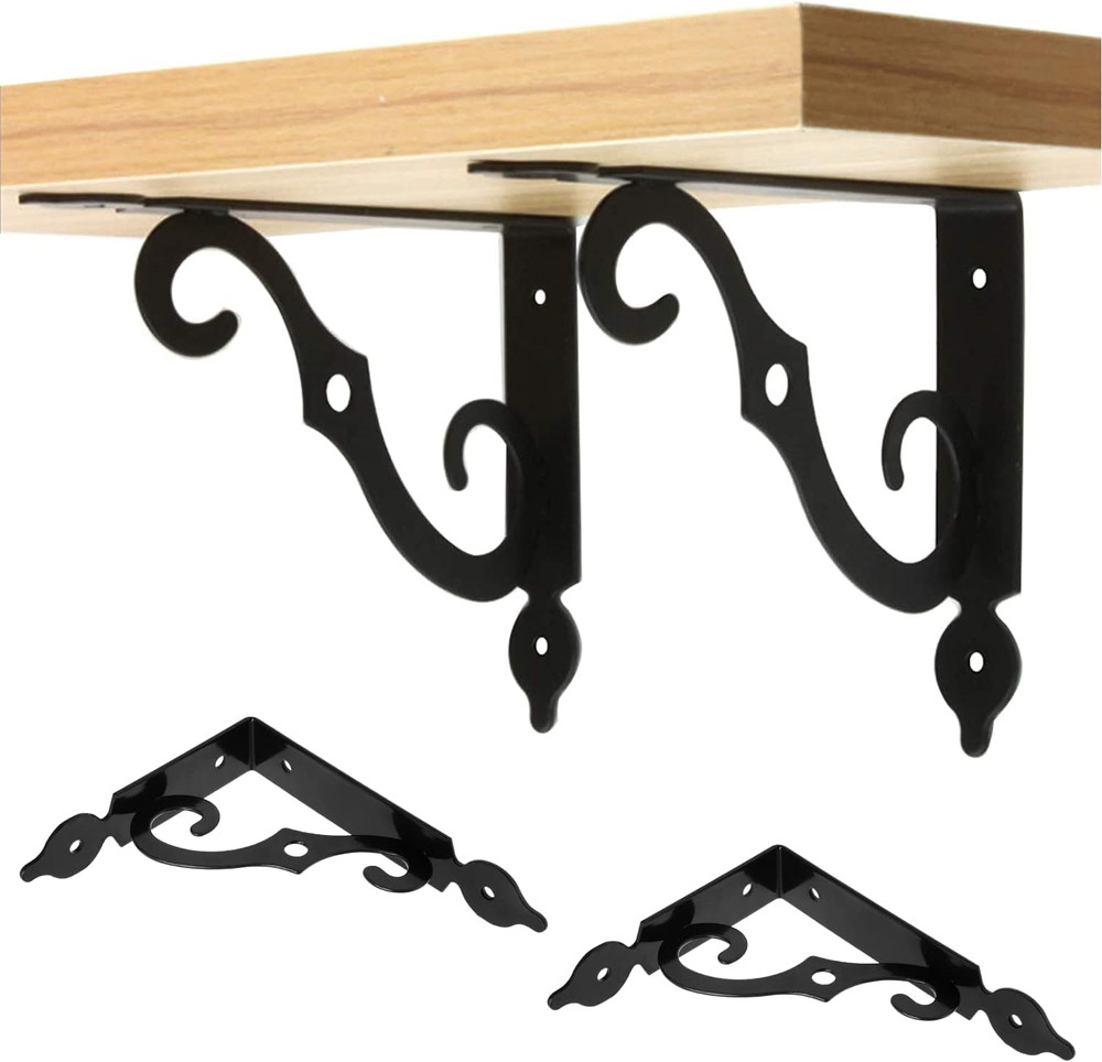 2 Pcs L Bracket Decorative Shelf Brackets, Wall Mounted L Shape Floating Shelf B