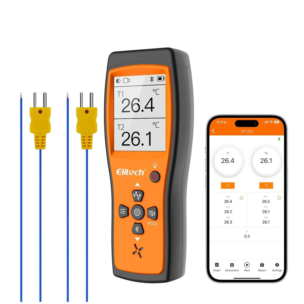Bluetooth Thermocouple Thermometer Digital Temperature Data Logger K-Type, APP R
