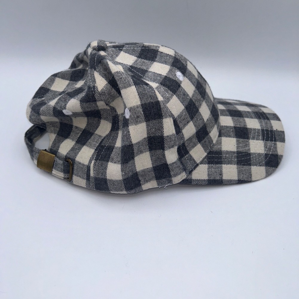 EUC Cocus Pocus Hat One Size Adjustable Snapback Baseball Cap Gray White Gingham