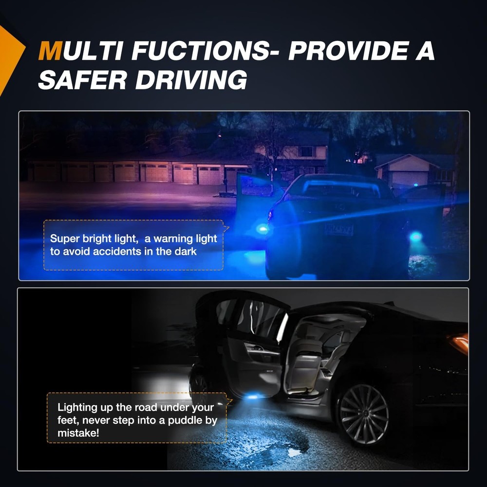 LED Interior Door Panel Light Courtesy Warning Lights Aqua Beam Plug and Play 2