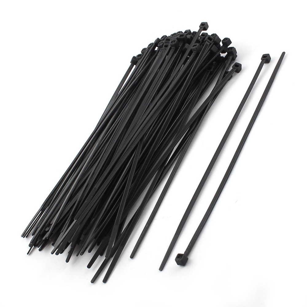 100 Pcs 2.8mm Width 150mm Long Packing String Zip Tie Black for Cable Pipe