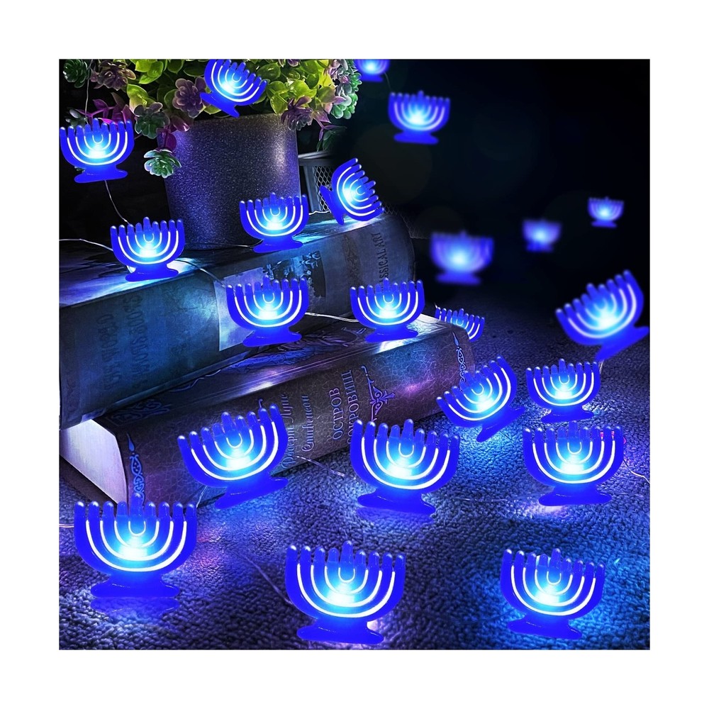 TURNMEON [Timer 10 Ft 30 LED Hanukkah Decorations Lights Menorah String Light...