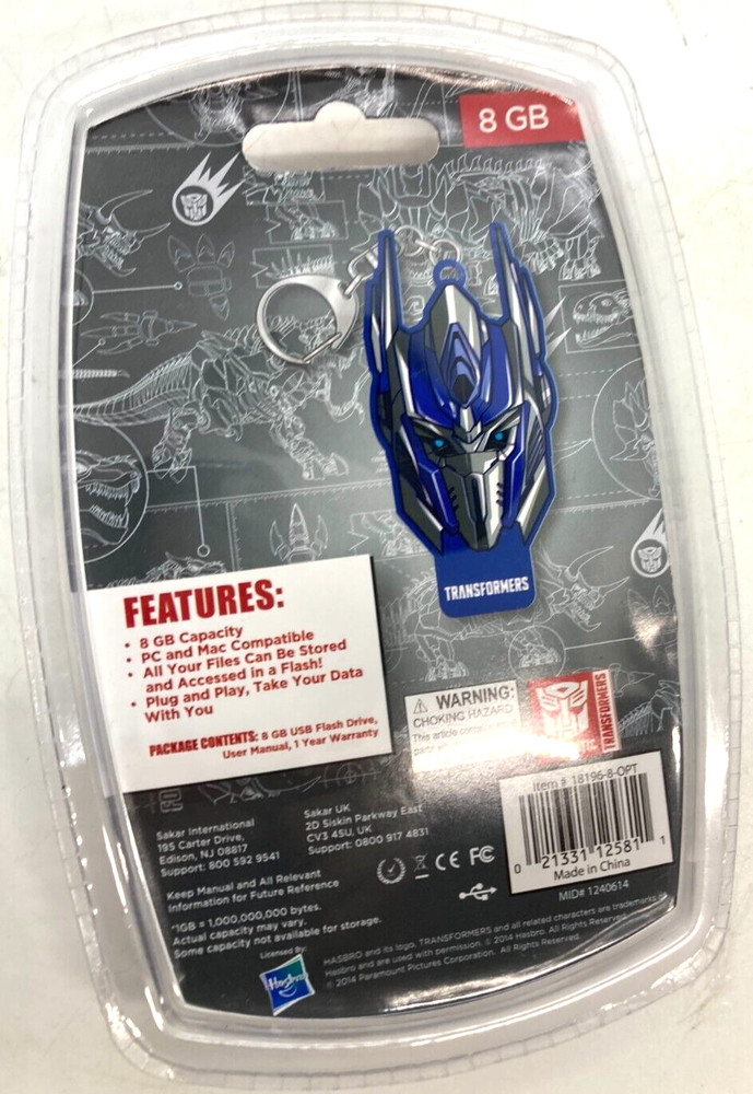 TRANSFORMERS Optimus Prime USB FLASH 8GB Flashdrive Hasbro New