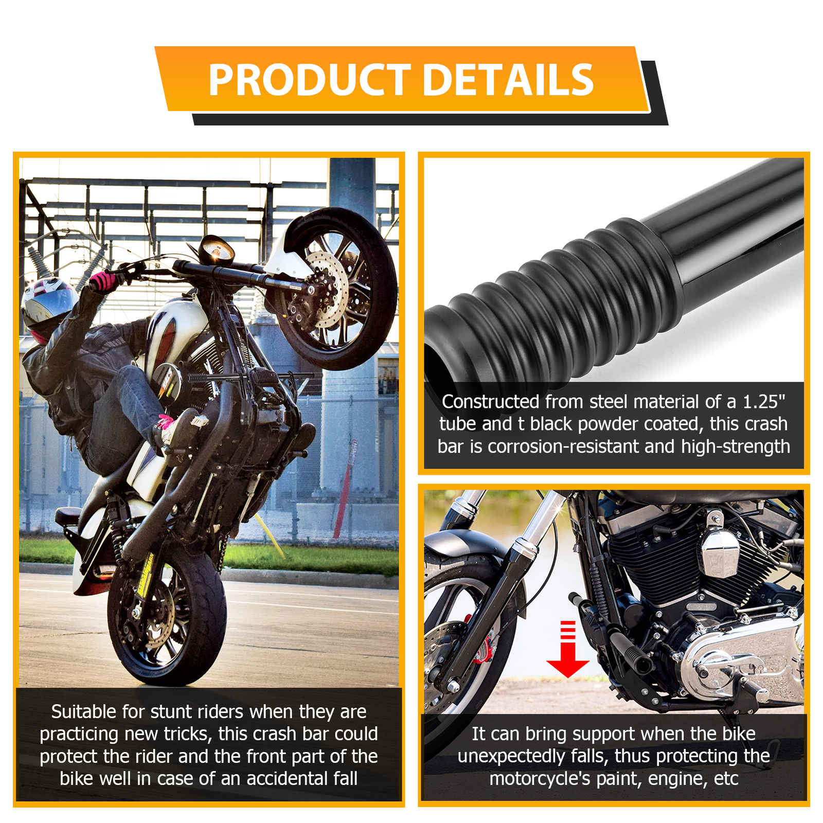 1 1/4" Highway Engine Guard Crash Bar For Harley Dyna Street Bob W/ Mid Control