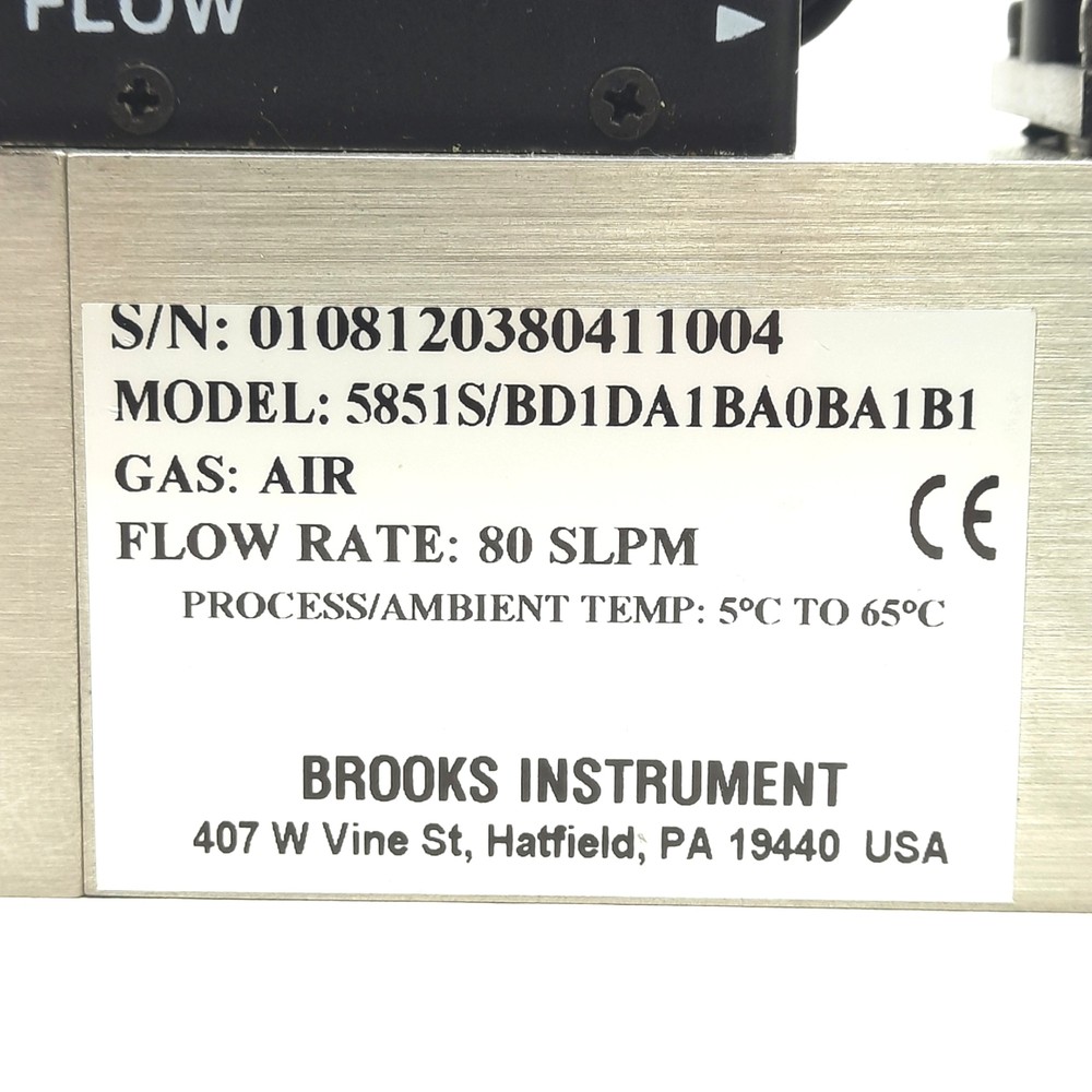 Brooks 5851S/BD1DA1BA0BA1B1 Smart Mass Flow Controller 80 SLPM, 4-20mA Analog