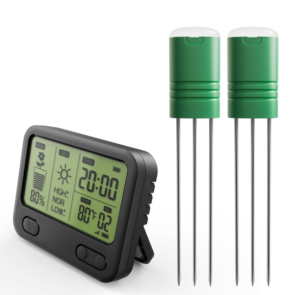 Wireless Soil Moisture Meter - 3-in-1 Sensor for Moisture, Temp & Light, 230ft R